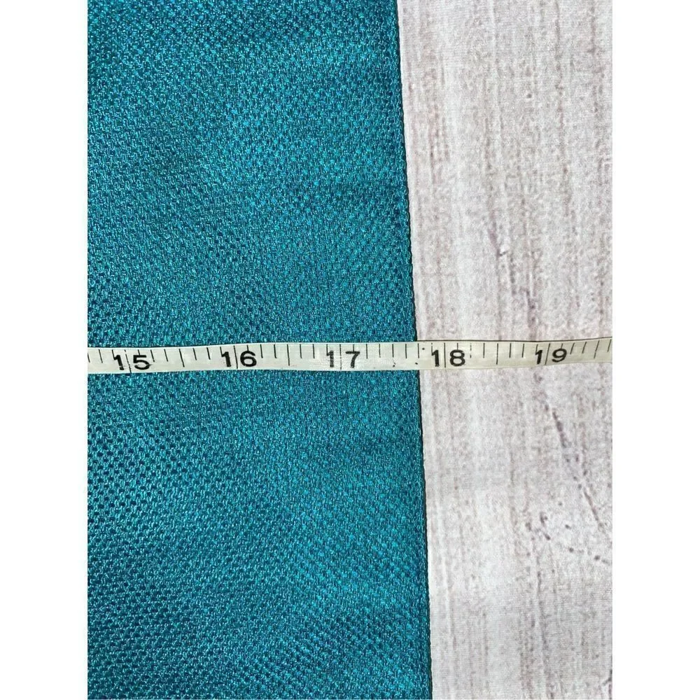 Floral print table cloth, napkins, napkin rings, 2 solid teal placemats